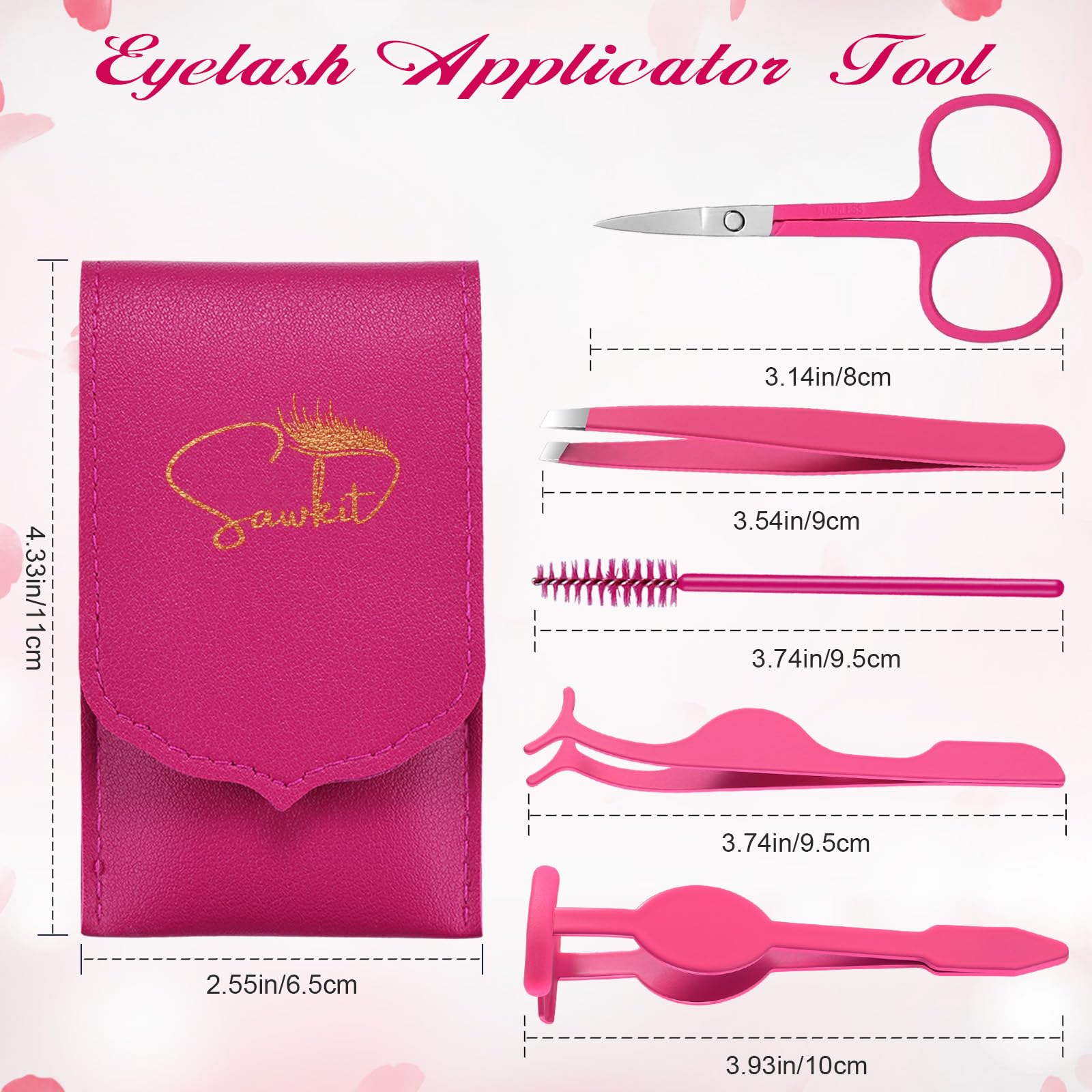Wimpern-Applikator-Werkzeug-Set, Wimpernpinzette für individuelle Wimpernbügel, Anwendung und Entfernung, gerade und gebogene Wimpernverlängerungspinzette mit Aufbewahrungsbox und Augenbürste,