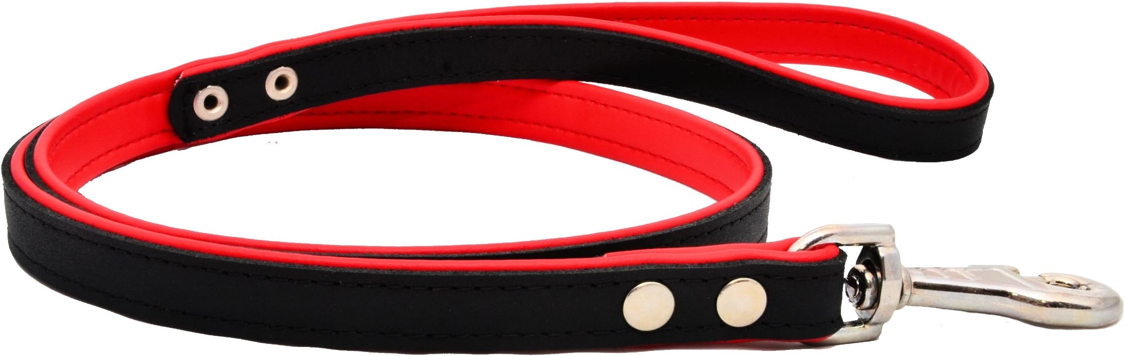 ZOOLESZCZ Real Soft Leather Dog Leads Colour Padded Handmade 2.0cm/120cm, Black/Red