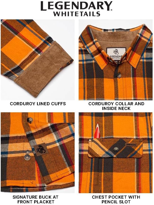 Legendary Whitetails Mens Long Sleeve Button Down 100% Cotton Flannel Shirt - Image 5