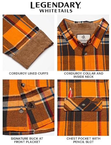 Legendary Whitetails Mens Flannel Shirt Long Sleeve Button Down 100% Cotton, Canyon Plaid, 4XT