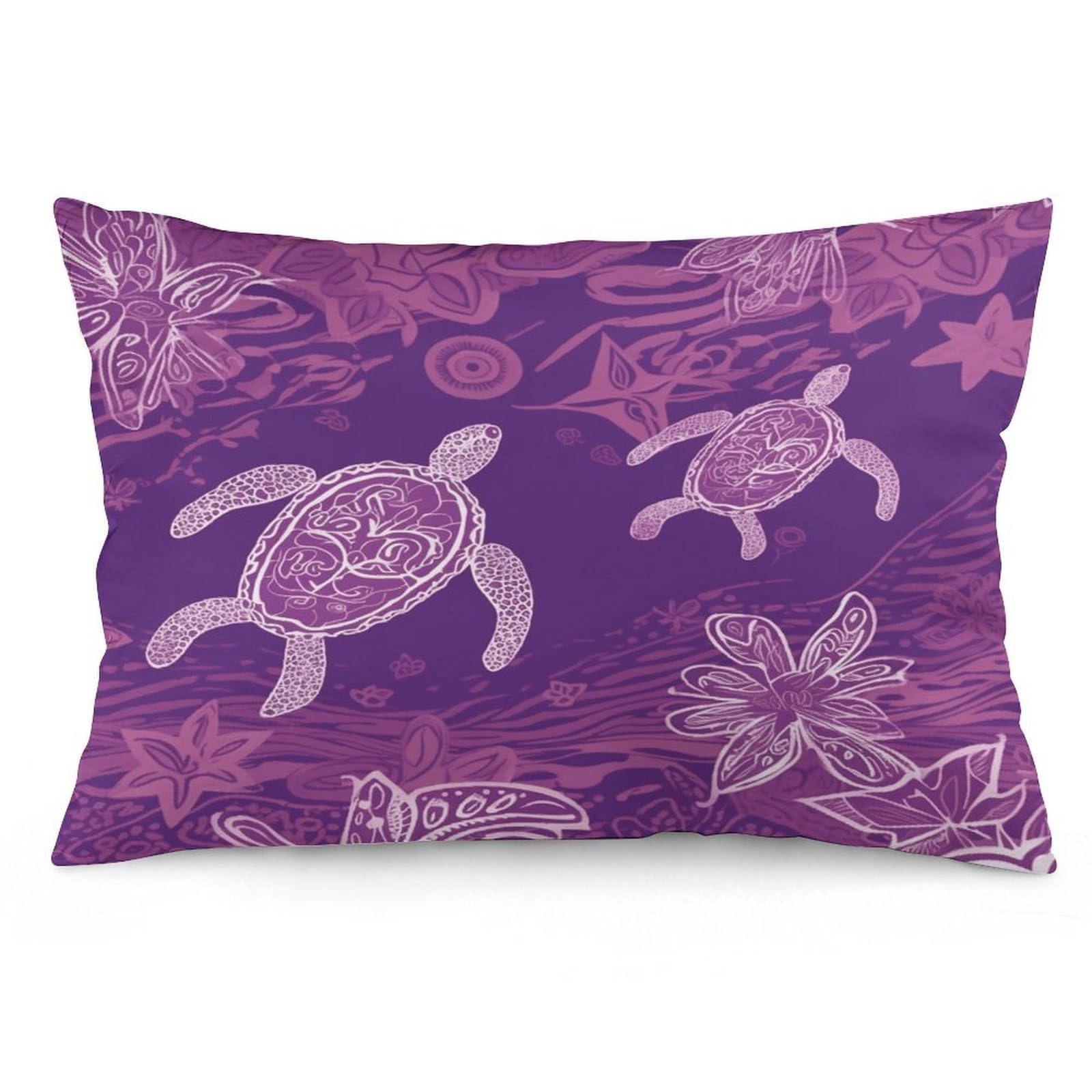 Hawaii with Purple Sea Turtle Throw Pillow Cover Soft Pillow Case Decorative Lumbar Pillow Cover Cozy Throw Pillowcase Polyester Rectangular Cushion Case Decor for Couch Sofa Bed
