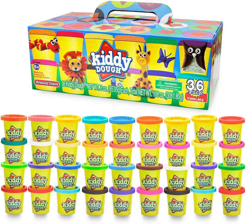 Kiddy Dough Compound 36 Pack of Color Dough - Mega Modeling & Sculpting Playset With 36 Individual 3-Ounce Cans Exclusive Bulk Party Pack - Non-Toxic - Conforms to ASTM D4236