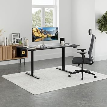 Uprise Height Adjustable Table | Dual Motor | Strong-Balanced-Stable (Black) (160x80 cm)