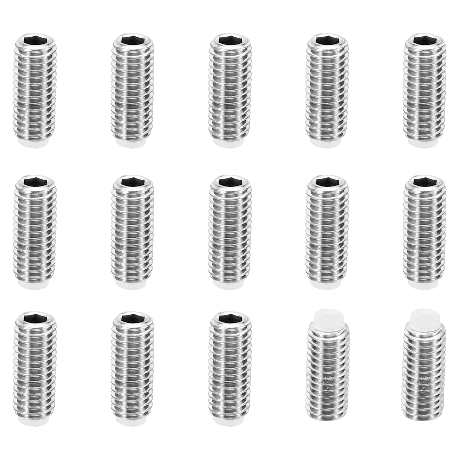 PATIKIL M5x12mm Nylon Tip Grub Screw, 15 Pack Metric Hex Socket Head Cup Point Anti Slip Set Screws Internal Hex Drive Hardware, 304 Stainless Steel