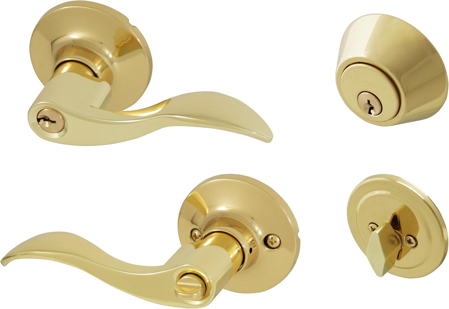 Honeywell 8106005 Wave Combo Door Lever, Polished Brass