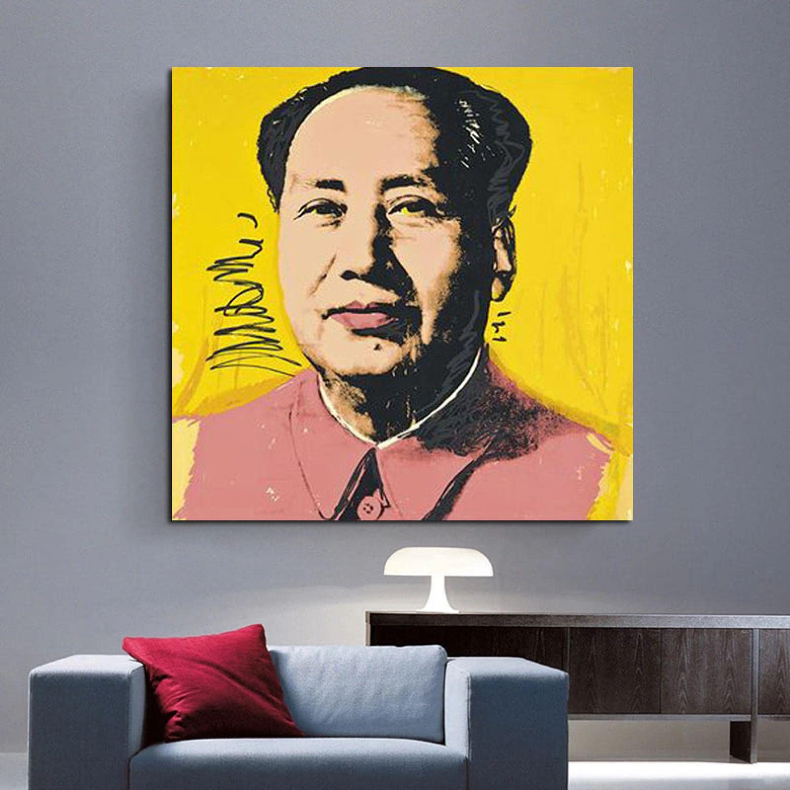 Amazon｜抽象的な落書き塗られた絵画有名な毛沢東キャラクター肖像画壁