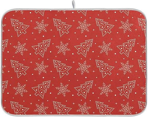Christmas Trees Decorated Dish Mat Kitchen Countertop Mat Dish Drainer Pad Tapete Para Cocina 16'' x 18''