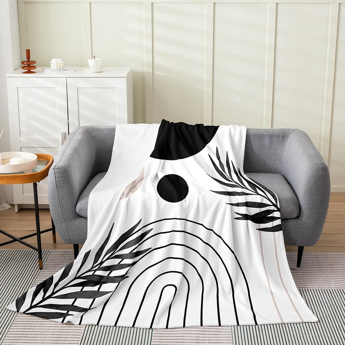 Castle Fairy Polka Dot Bed Throws,Boho Art Throw Blanket for Kids Boys Gift,Black White Modern Minimalist Lightweight Blanket for Sofa,Baby Size (30 x 40 Inch)