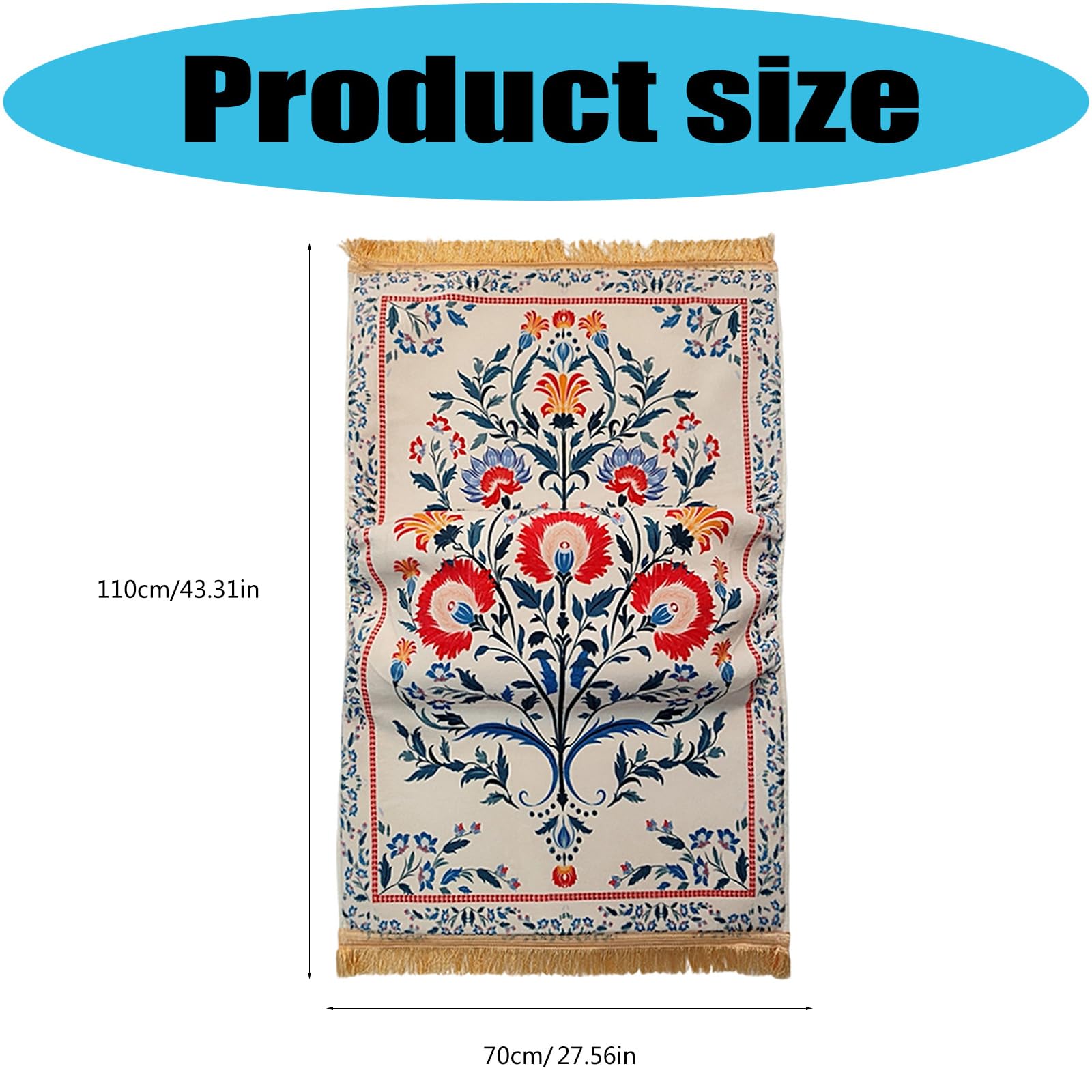 Tapis de prière à Usage Domestique, Facile à Entretenir, antidérapant 8 cm Extra épais, 70x110 cm en Polyester Anti-dérapant Tapis de prière