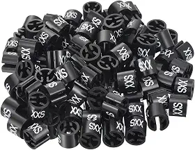 Marcador de cabide de roupas tamanho 2PP para haste de 3 mm preta para código de cores de roupas de vestuário, pacote com 100