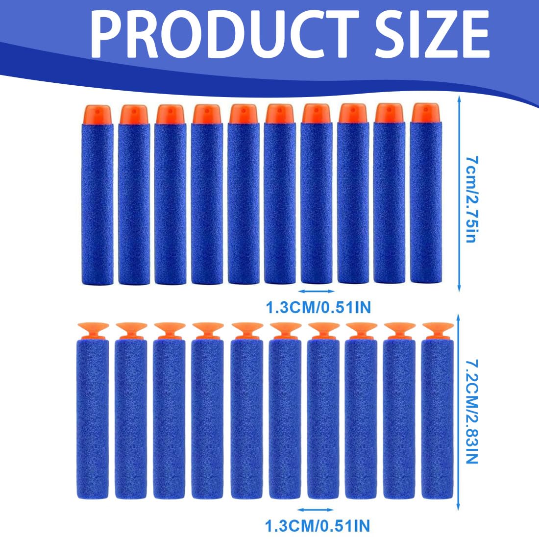 60 Pezzi Dardi Nerf Elite Testa Piatta E Ventosa Schiuma Per Serie Nerf N-Strike, Per Bambini All'Aperto E Uso Familiare Blu