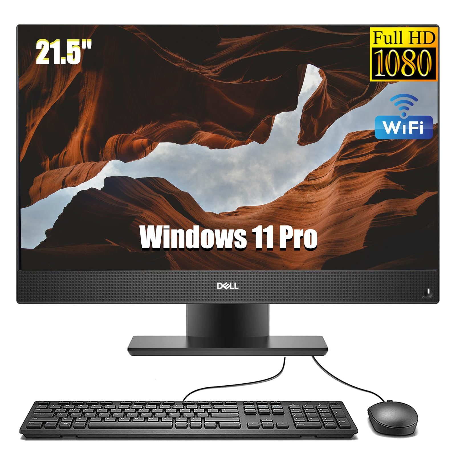 Dell Optiplex 5270 Ordenador de sobremesa Todo en uno, con Monitor de 21,5 '', Intel Core i5-9500, 8 GB de RAM, 256 GB SSD, WiFi, Bluetooth, Teclado QWERTY de EE.UU., Windows 11 Pro(reacondicionado