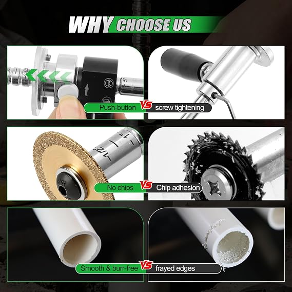 WORKEASE 7 Inside Pipe Cutter with Metal Handle | Cut PVC,PPR & ABS Pipes;3PCS Replaceable Diamond Grit blades, 48mm&76mm Guide Disks included