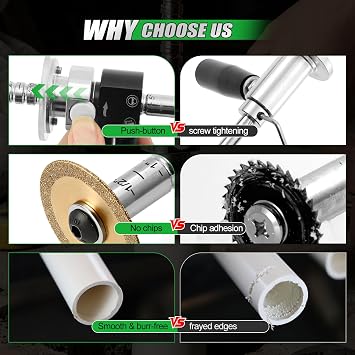 WORKEASE 7 Inside Pipe Cutter with Metal Handle | Cut PVC,PPR & ABS Pipes;3PCS Replaceable Diamond Grit blades, 48mm&76mm Guide Disks included
