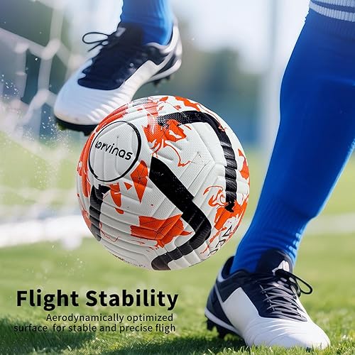 Miniatura 6 de Balón de fútbol tamaño 5 con bomba, piel sintética impermeable, entrenamiento profesional y pelota oficial de partido, incluye aguja de inflado y