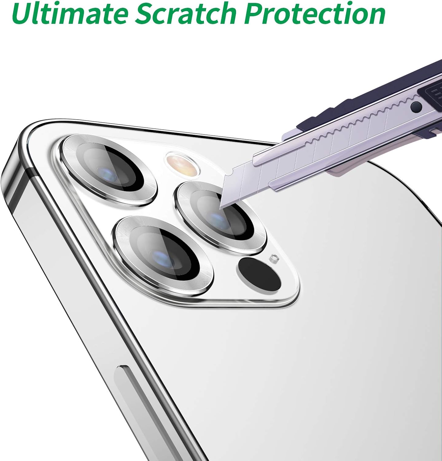 Deyooxi [3 Pack] Camera Lens Protector Compatible with iPhone 12 Pro Max Cam Protector Tempered Glass Individual Scratch Resistant Silver