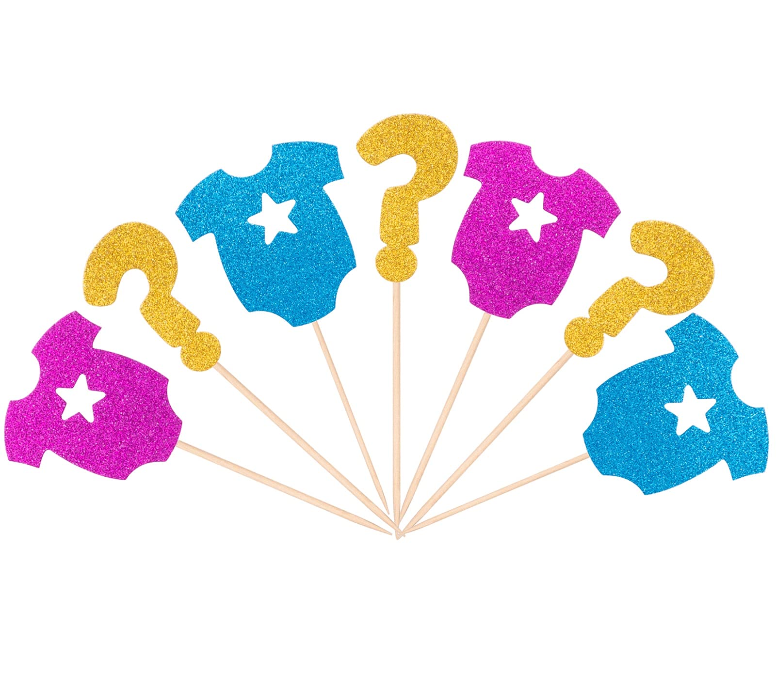 Buy 30Pack Glitter Gender Reveal Cupcake Toppers, Baby Onesie Question