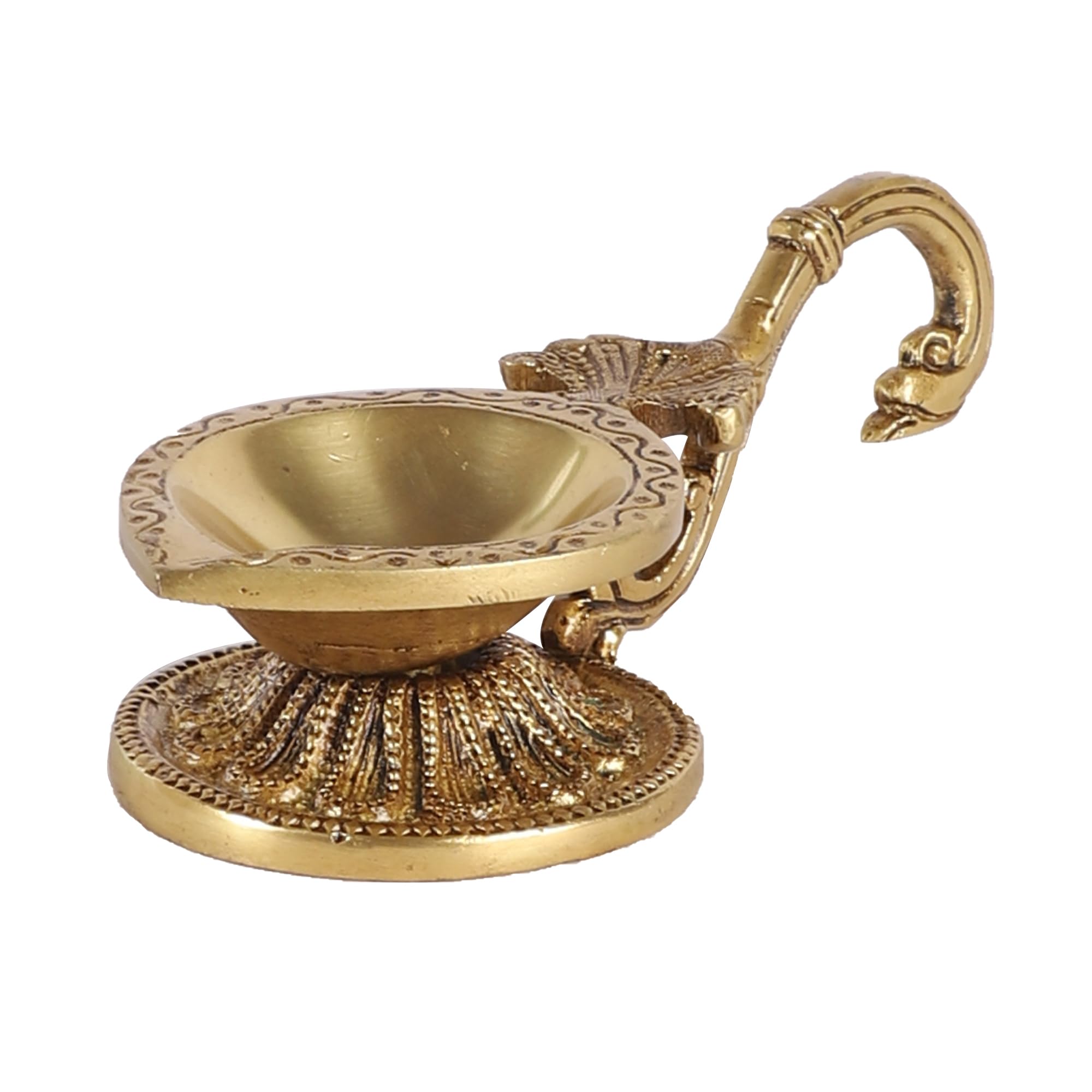 Two Moustaches Ethnic Handcarved Brass Diya with Curved Handle, Brass Diyas for Pooja , Diyas for Home Decor , Gift for House Warming , Golden , Standard , Pack of 1 (B08MLGFGQF) Amazon Price History, Amazon Price Tracker