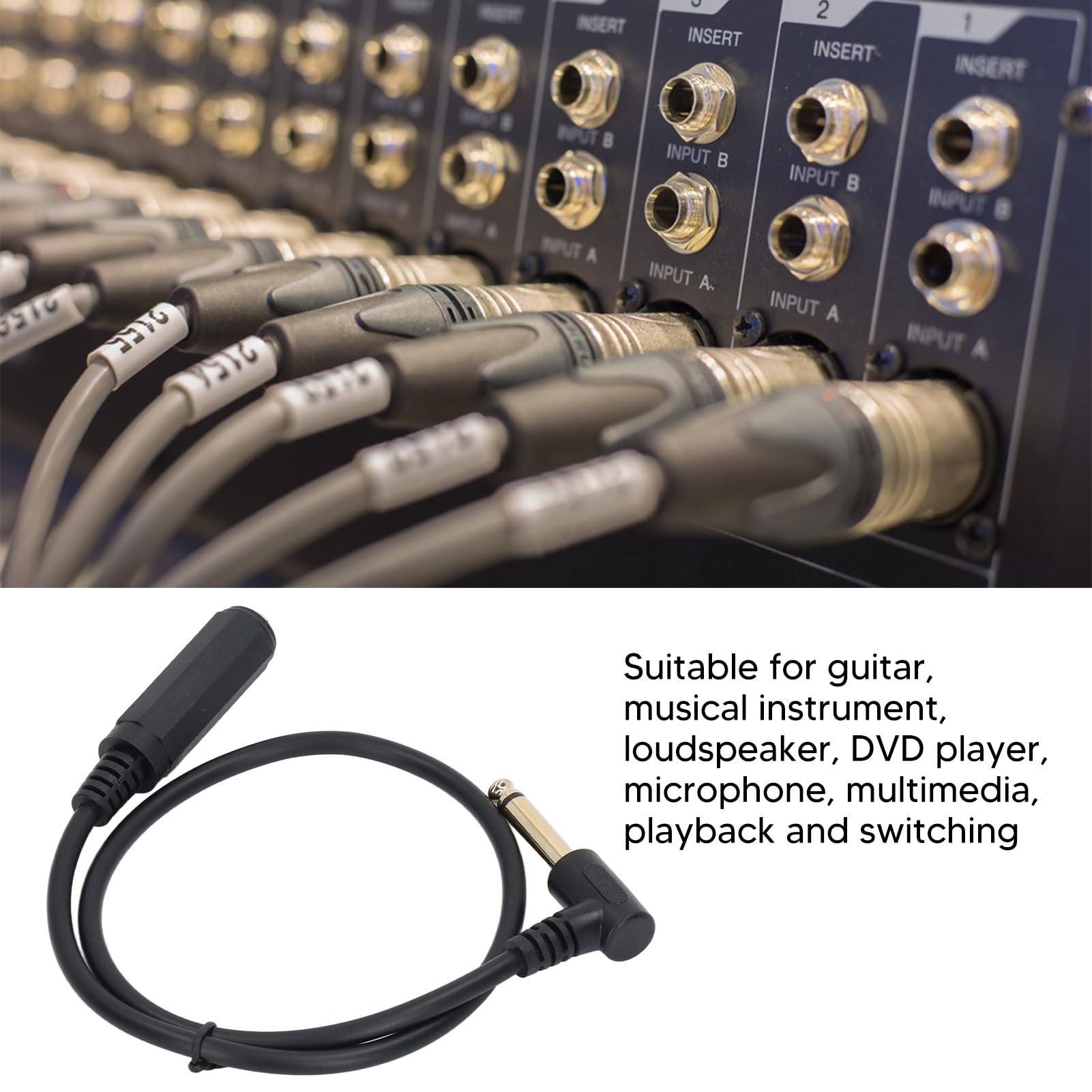 Stereofoniczny Kabel Audio, 0,5 M 1/4 Cala Mikrofonowy Kabel Audio, Mono Pod Kątem Prostym 6,35 Mm Stereofoniczny Przedłużacz Męski na żeński do Mikrofonu