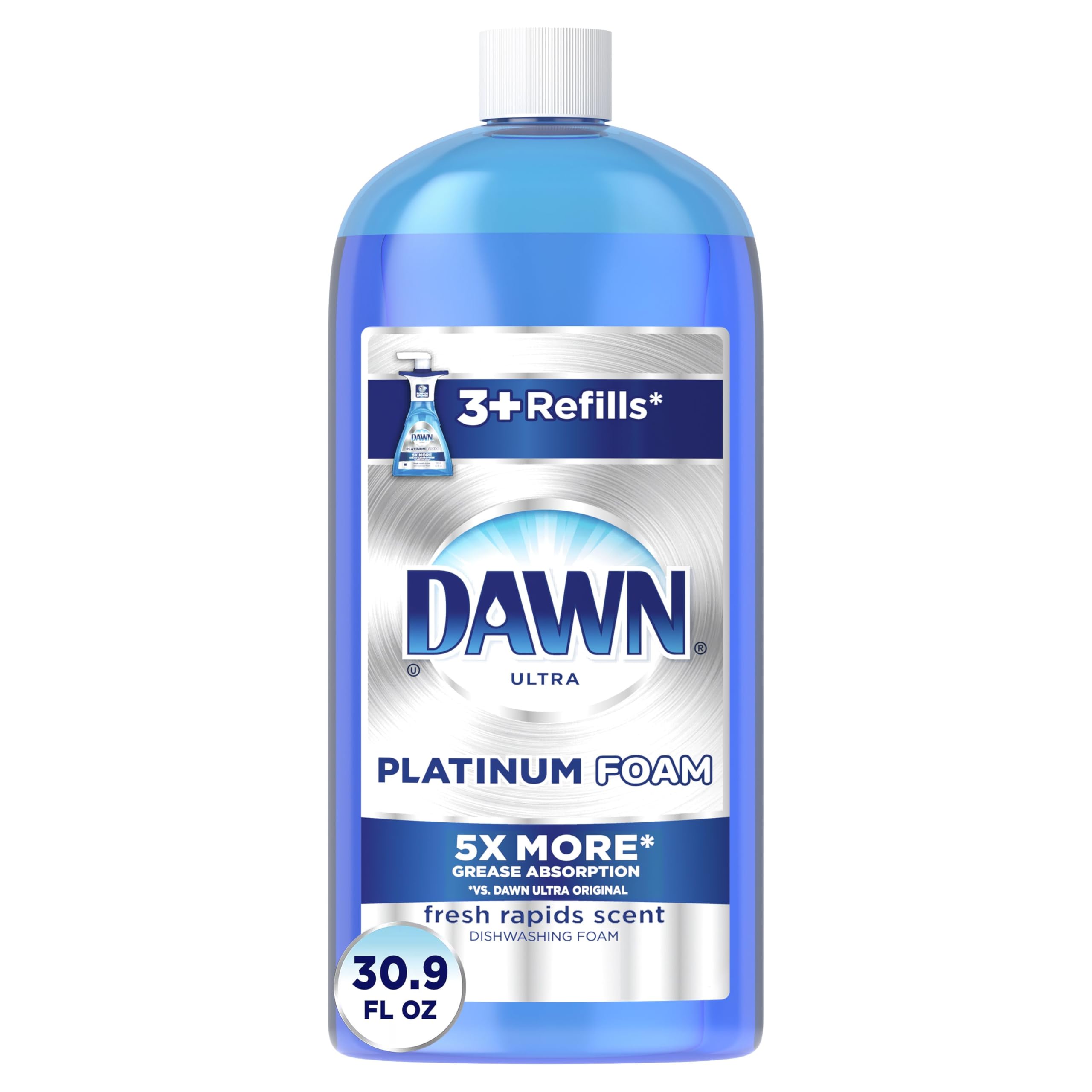 Dawn Dish Soap, Direct Foam Dishwashing Foam, Refill, Fresh Rapids Scent, 30.9 Fluid Oz (Pack of 6)