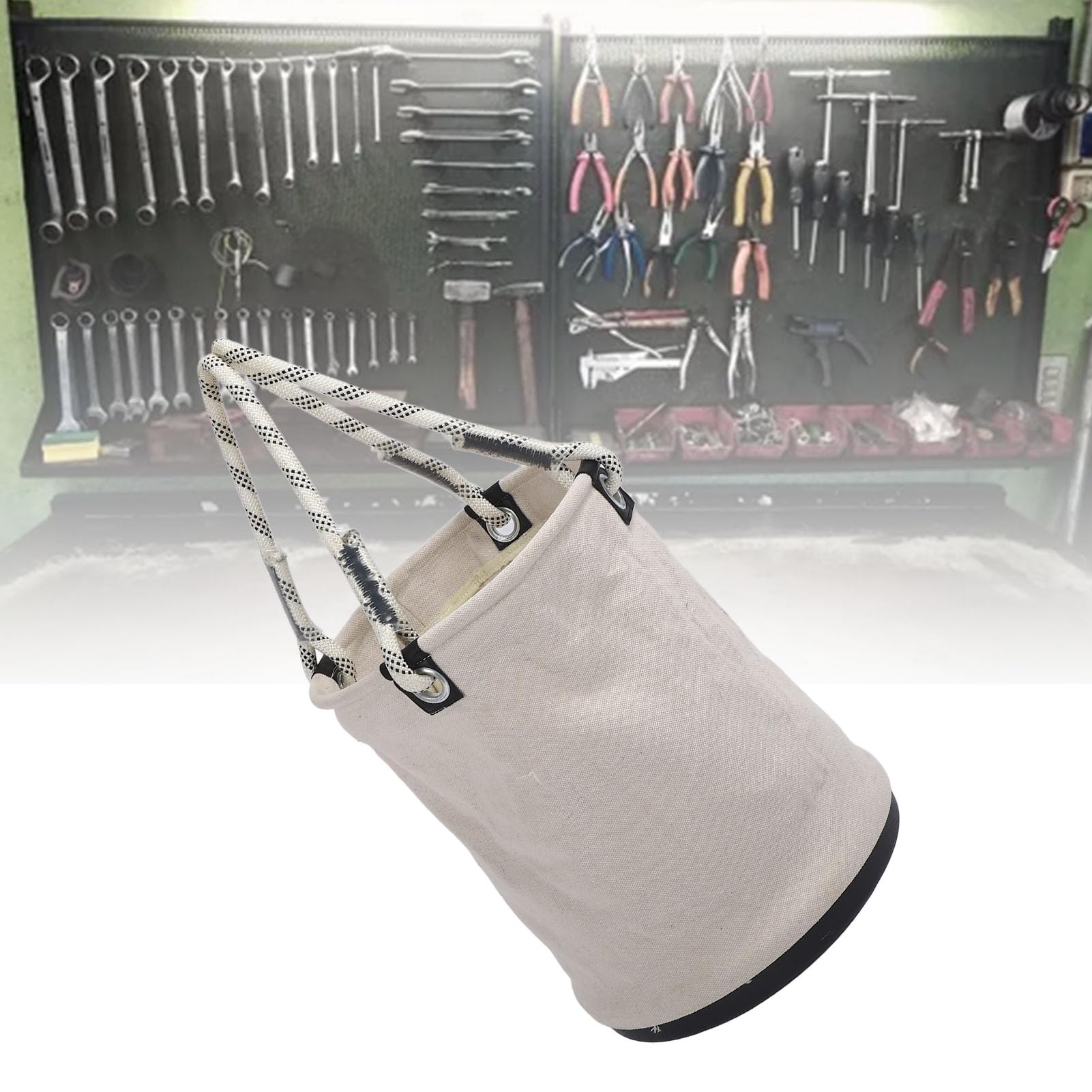 Alomejor Bolsa de Herramientas de Lona, ​​organizador de Herramientas de Carga Resistente Al Fuego, 30kg, para Varios Proyectos (WHITE)