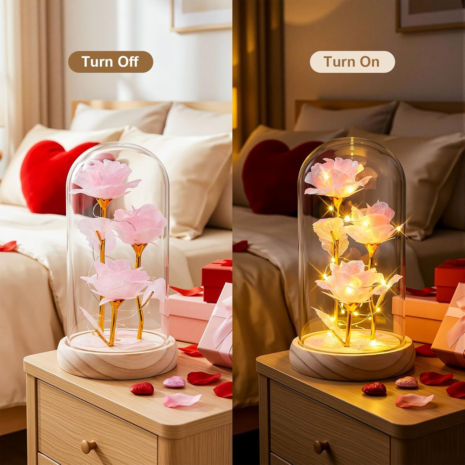 Otlonpe Mothers Day Flowers Gifts for Mom from Daughter Son, Preserved Forever Glass Light Up Rose Gifts for Grandma Wife Girlfriend Sister, Women Gift for Valentines Mothers Day Christmas Birthday