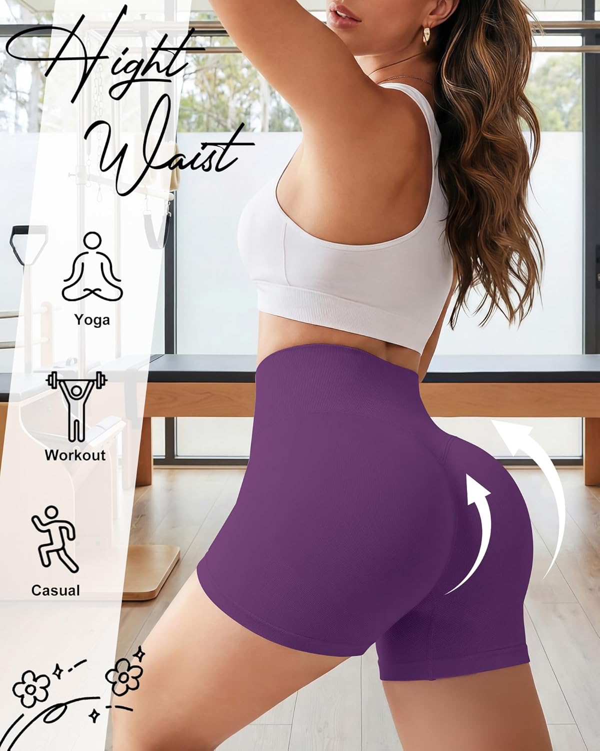 Coume 3 Pack Women Workout Impact Shorts 4.5" Scrunch Butt Lifting High Waisted Seamless Biker Athletic Gym Yoga Shorts