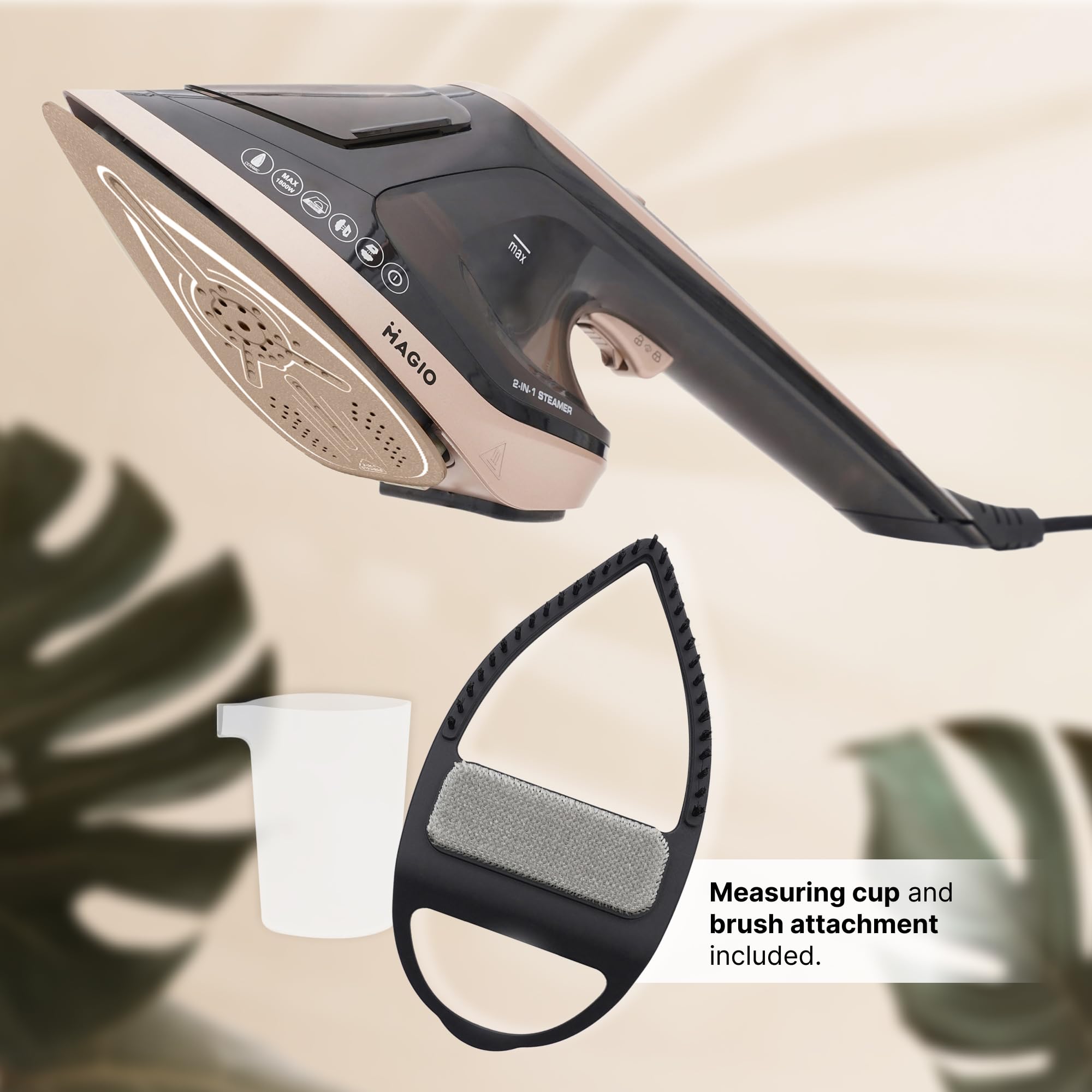 Magio Parownica i Żelazko Parowe 2w1 – 1800W, 30g/min Pary, 180°C Antybakteryjnie, Pionowe i Poziome Użycie, Ceramiczna Stopa, LED, Auto-Off, 200 ml