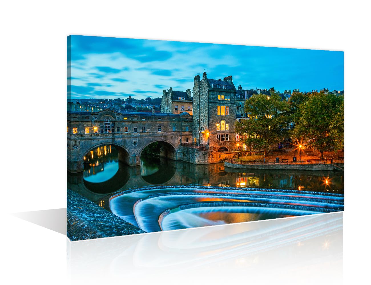 Pulteney Bridge River Avon Bath England UK Canvas Wall Art 1 Panel Urban Landscape Pictures Bathroom Decor Wall Art Print on Canvas Stretched and Framed Ready to Hang (24" Wx36 H) โ image 1