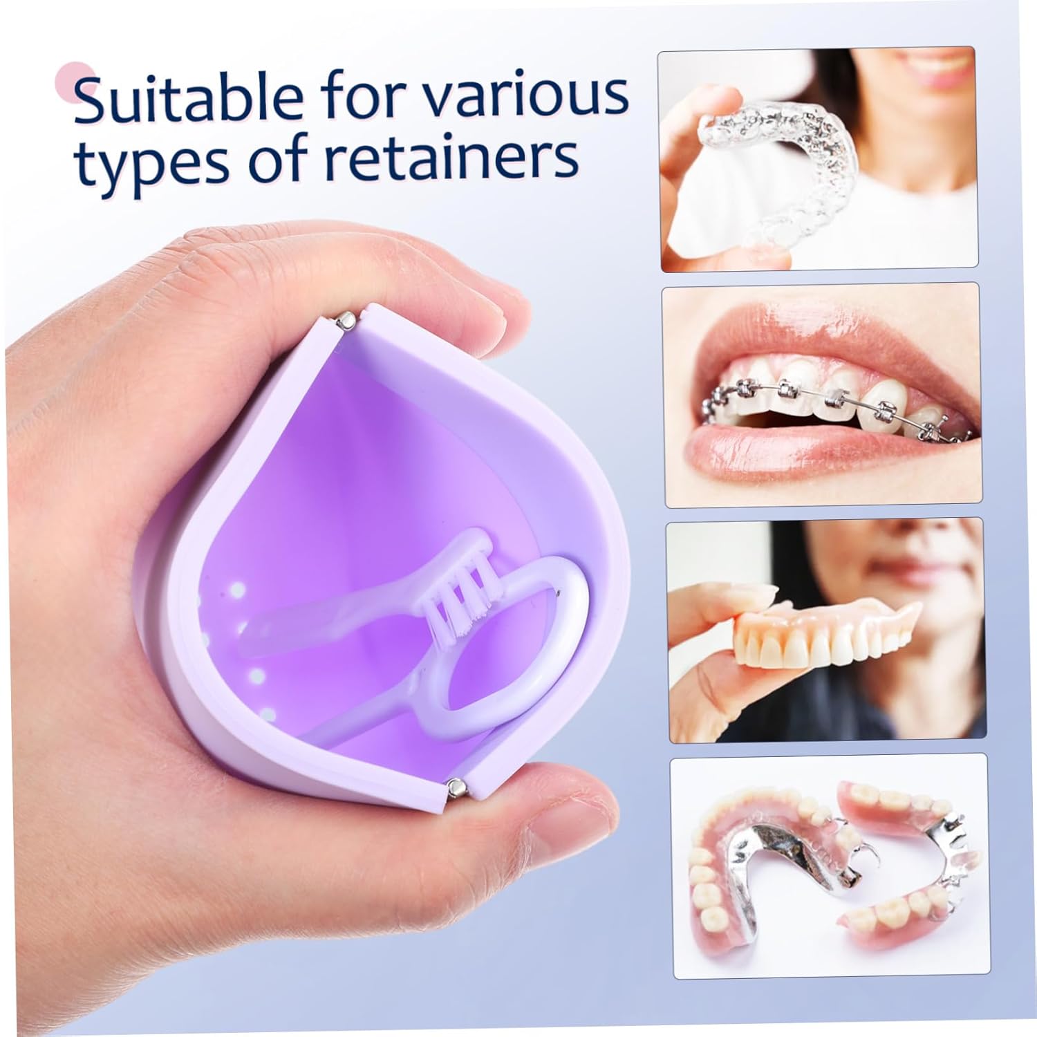 BESTYASH 4pcs Silicone Retainer Holder Case Slim Portable Denture Storage Container with Air Circulation Cute Colors for Safe Cleaning and Convenient Organization