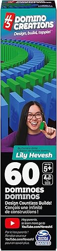 Miniatura 9 de Spin Master Games H5 Domino Creations - Juego de 60 fichas azul neón y verdes de la artista de dominó Lily Hevesh, juego familiar clásico, para