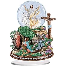 JISHSHAY Diamond Art Desk Ornaments Jesus Diamond Painting Desktop Decoration Jesus Gem Art Table Top Decorations Gem Painting Table Ornaments Mosaic Kits for Adults Desk Top Kits with Special Shape