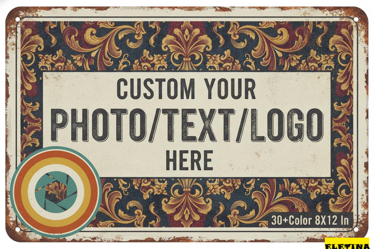 Personalized Sign for Man Cave Custom S, Personalized Aluminum With Your Photo Text Logo Office, Business, Workplace, Office, Home, Delivery S, 8x12 Inch Private Property Decorative