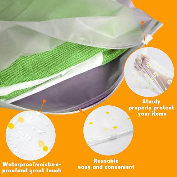 30Pcs Large ZipLock Bags for Clothes, Plastic Clothes Storage Bags, 3 Sizes