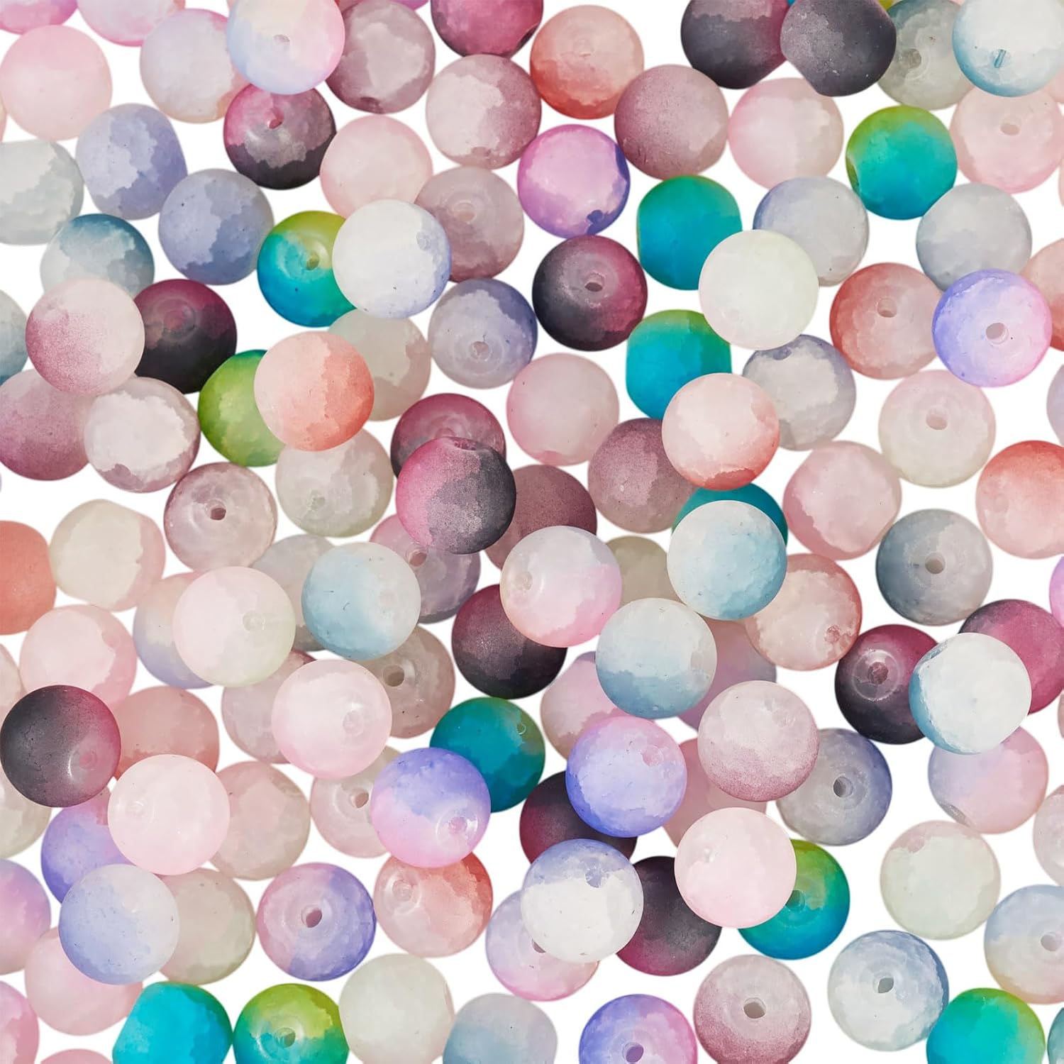 200 Pcs Frosted Glass Beads 10mm Crystal Round Crackle Beads Two Tone Glass Loose Spacer Beads for Bracelets Necklaces Earrings Jewelry Making DIY Crafts - Image 7