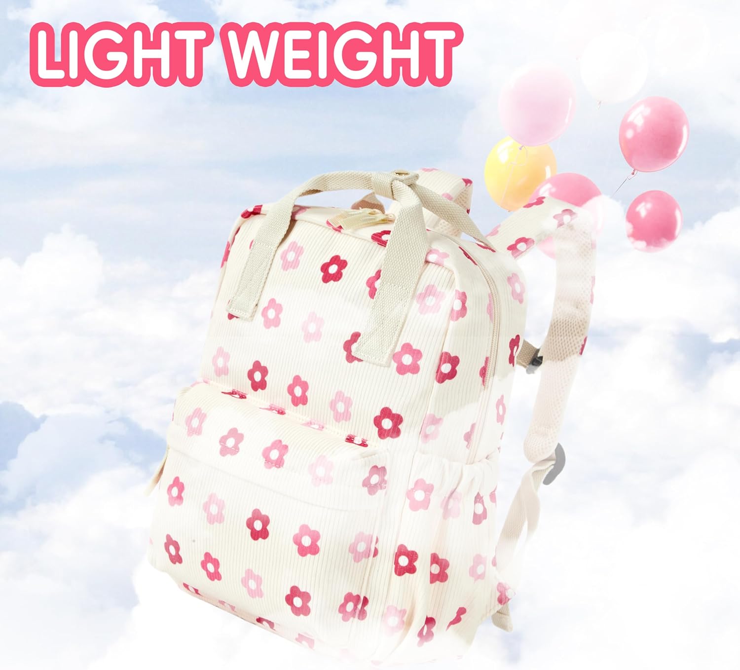 Mini Corduroy Backpack Bookbag School Bag for Toddlers Girls and Boys Preschool Daycare Kindergarten 13'' H Lightweight Fits for Folder(Floral-Beige Corduroy) - Image 8