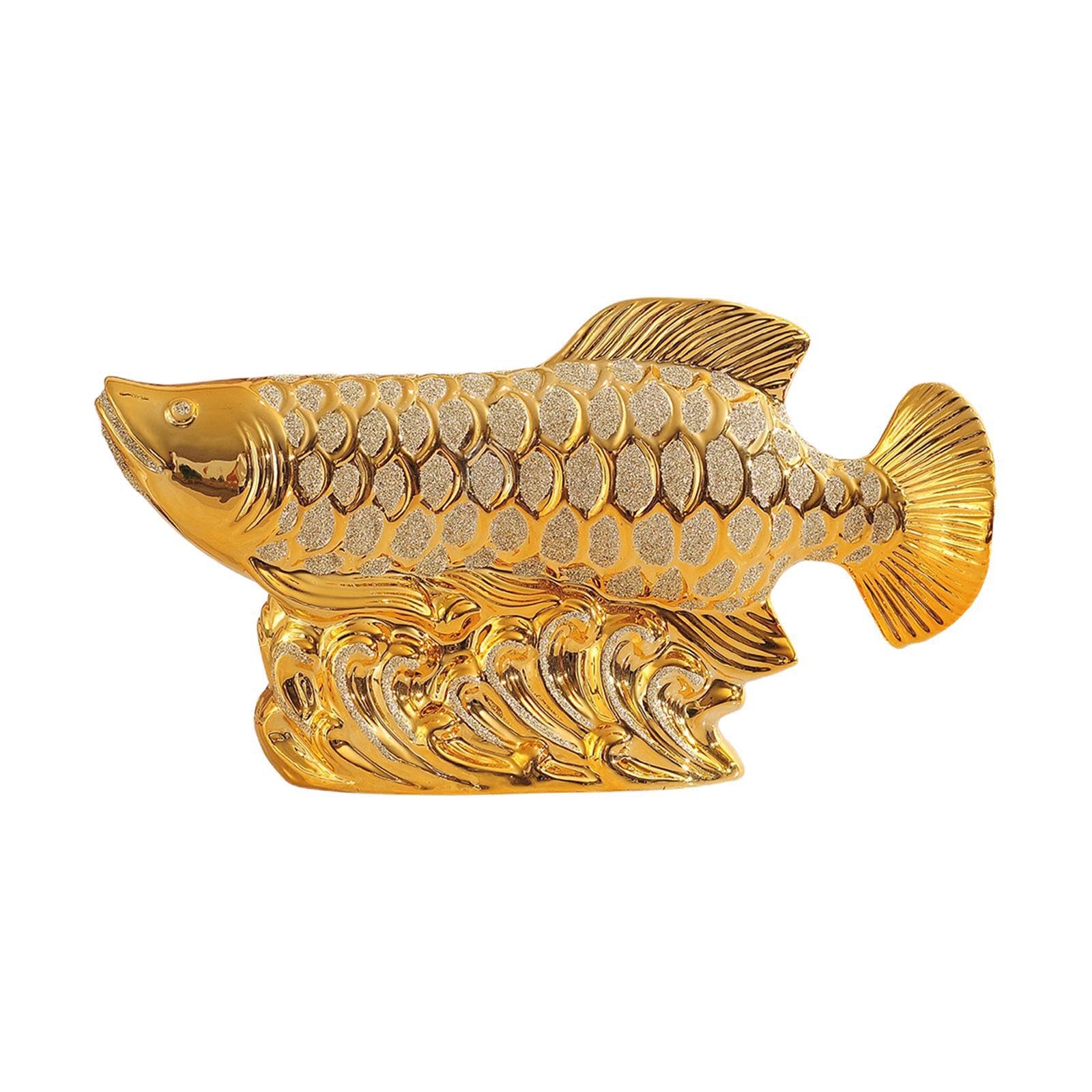 YIXANNX Ceramic Fish Statue Unique Decor Collections Goldfish Figures Eye Catching Craftsmanship Adds Brightness And Peace To Any Interior Environment