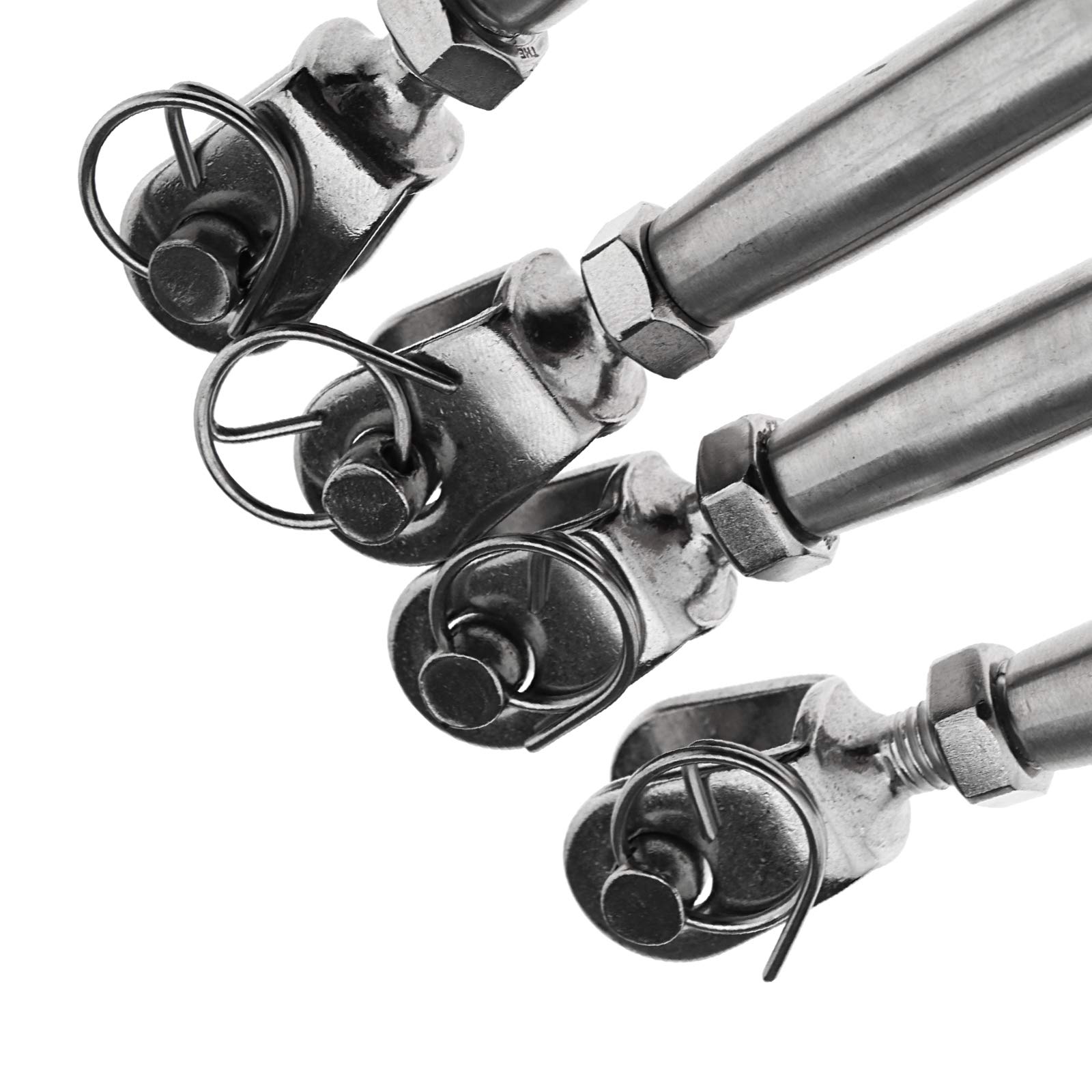 4 x 8mm A4 Acier Inoxydable AISI 316 fermés Corps Gréement Vis Jaw/Jaw Turnbuckle