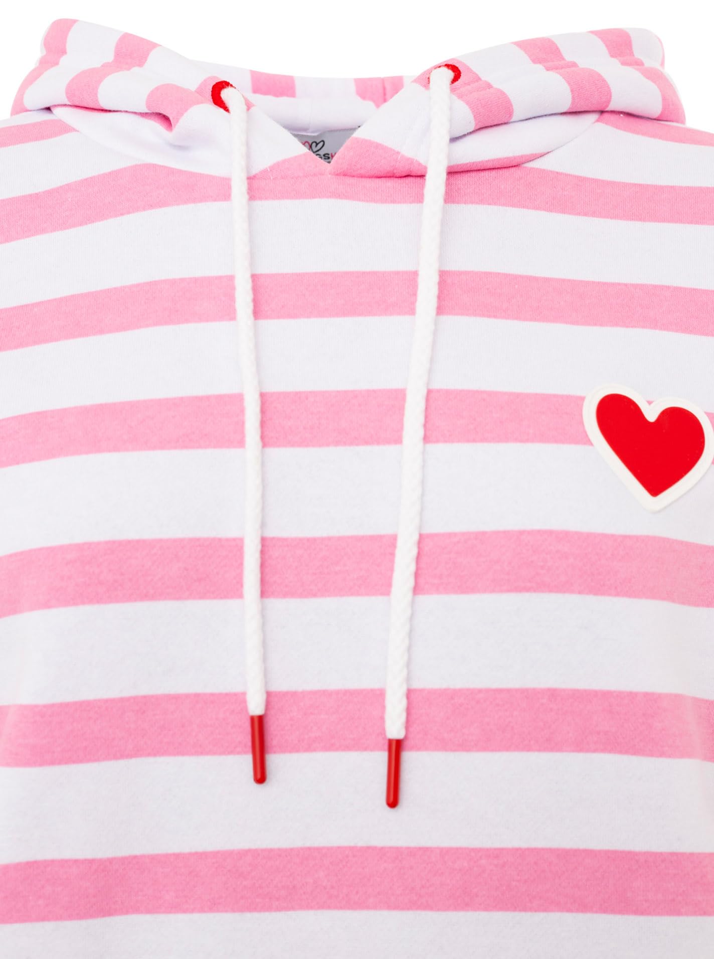 Zwillingsherz Damen Hoodie mit Kapuze – Gestreifter Kapuzenpullover mit Herzmotiv – Kuscheliger Oversize Pullover – Weicher Sweatshirt Look für Frühling, Herbst & Winter – Loungewear Mode