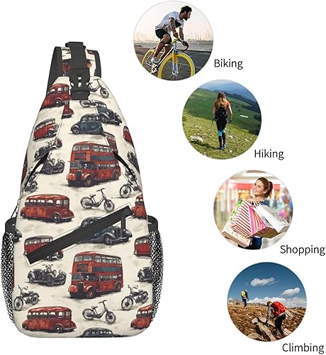Miniatura 5 de Small Crossbody Bags for Women Men - Vintage Car Print Adjustable Shoulder Bag Fanny Packs Belt Sling Bag Crossbody Purses Backpack for Travel