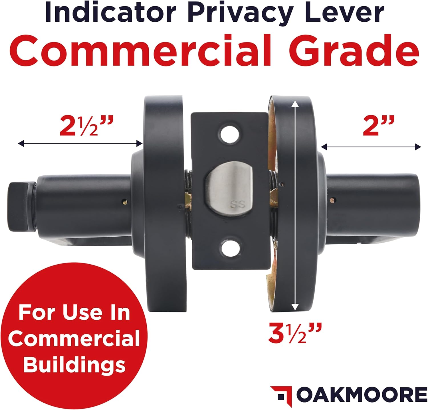 Commercial Door Handle - Vacant Occupied Bathroom Lock | Black Restroom Door Lock for Public & Industrial Buildings