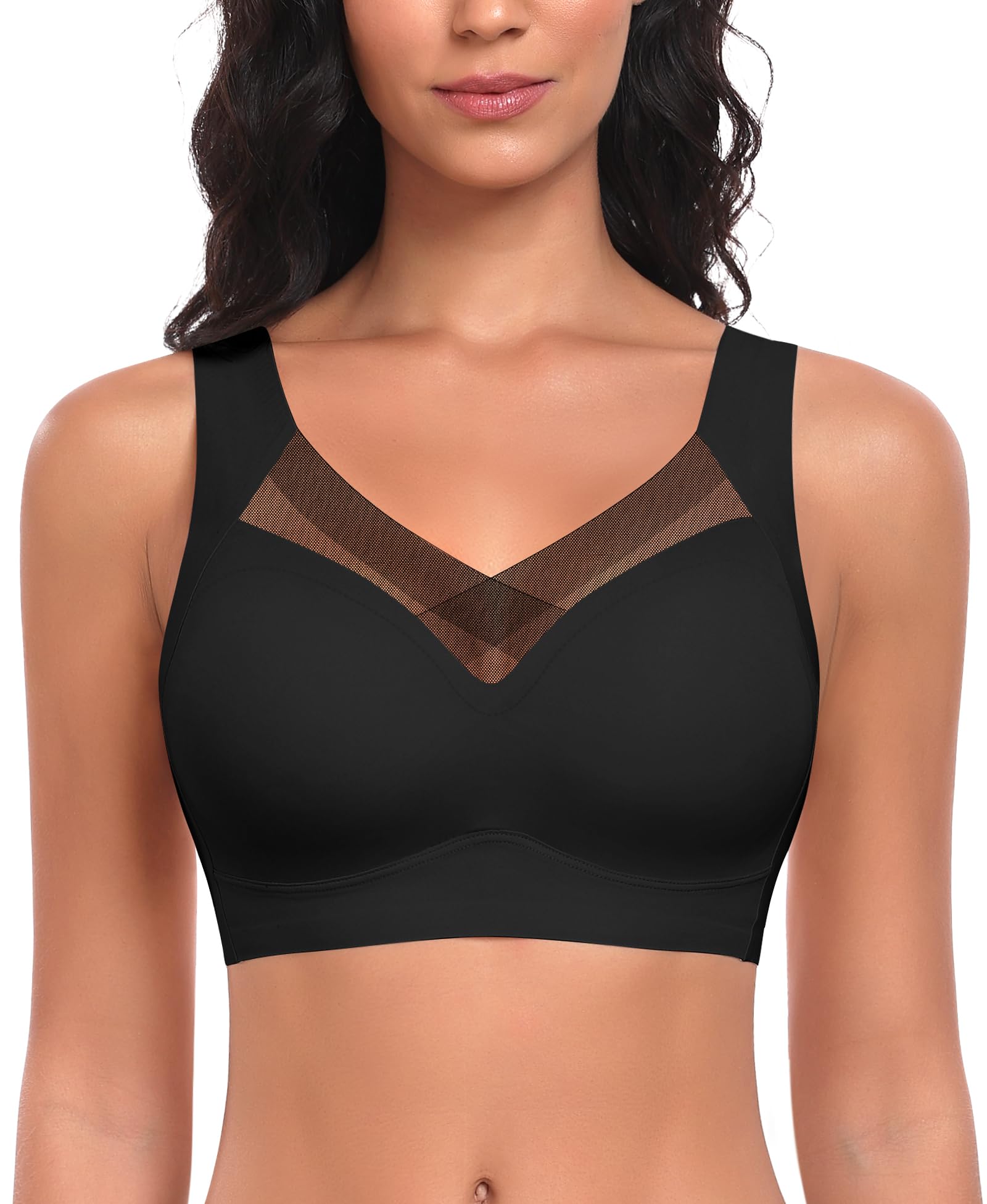Ganado Damen BH Ohne Bügel Nahtloser BH Bequeme Weiche Glatte BHS Bügellose BHS Tiefem V-Ausschnitt Bralette Soft Bra Bustier