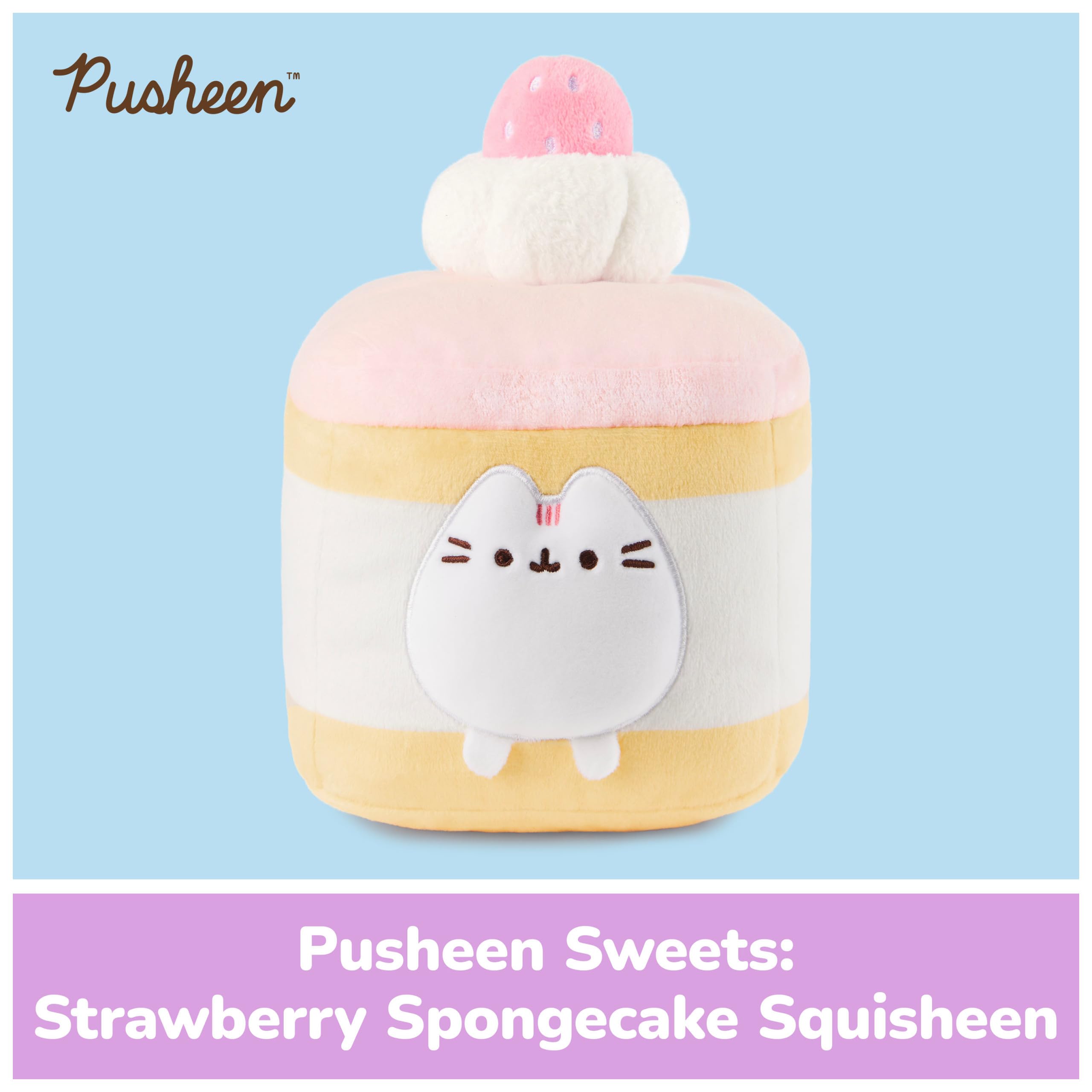 GUND Pusheen Erdbeere Biskuitkuchen Plüsch Squishy Spielzeug Sammlerstück Plüschtier Dessert Plüsch Katze Stofftier ab 8 Jahren Rosa 6 Zoll