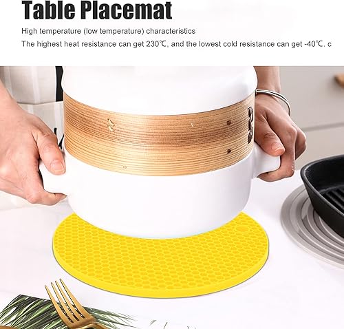 Miniatura 2 de Alfombrilla de silicona redonda gruesa para ollas y sartenes calientes, antideslizante, resistente al calor, multiusos, para cocina, fácil de lavar