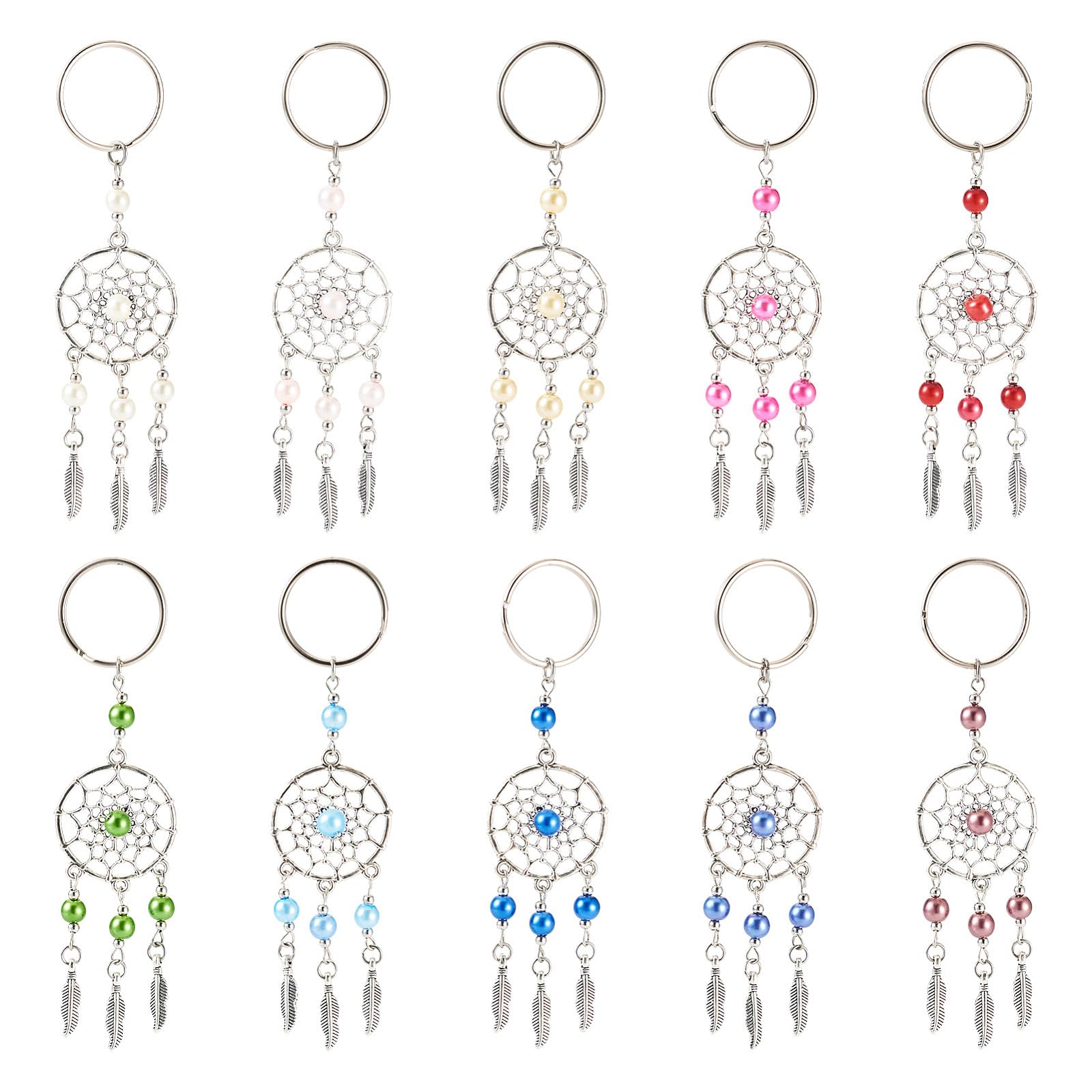 Dream Catcher Keychain Colorful Dream Catchers Key Ring for Key Bag Wall Hanging Ornament Accessories DIY Jewelry Crafts