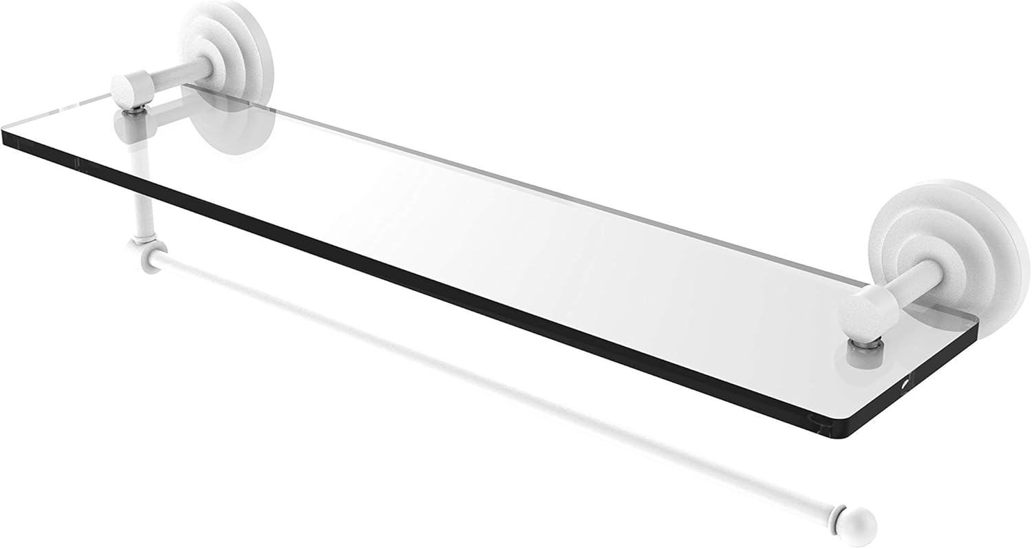Allied Brass Prestige Que 22 Inch Glass Shelf Paper Towel Holder, Matte White