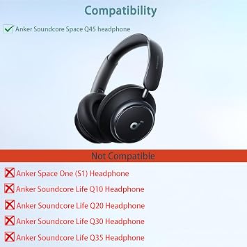 Space Q45 Earpads Replacements for Anker Soundcore Space Q45 headphones,Replacement Ear pads Cushion Compatible with Soundcore Space Q45 (Cooling Gel/Silk Fabric)