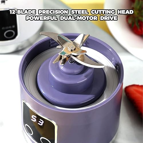 Miniatura 5 de Batidora portátil con puerto de carga USB-C, licuadora portátil compacta personal, adecuada para batidos, jugos, viajes, gimnasio, potente licuadora