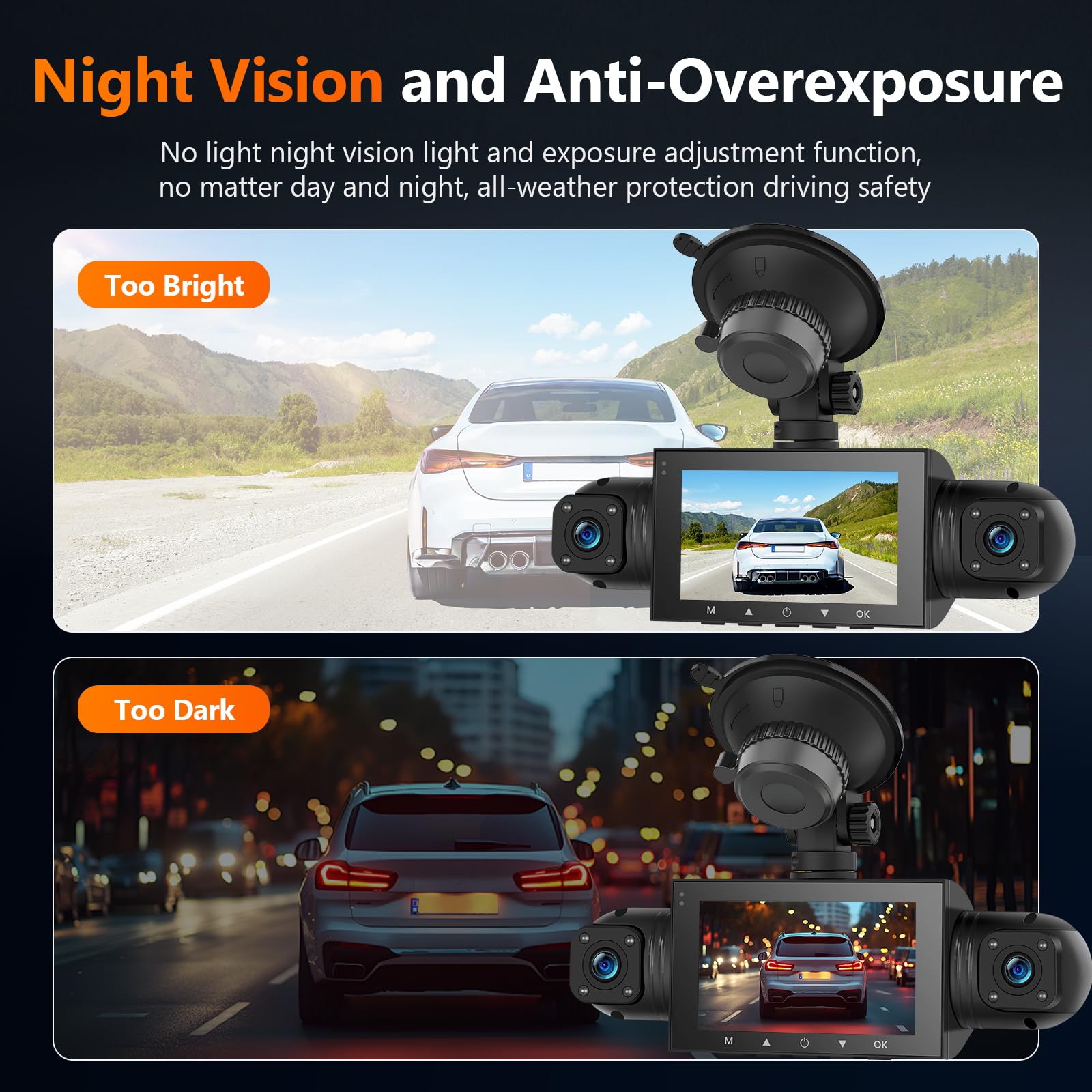 Podofo Mirror Dash Cam 4 Canales Delantera Trasera, Cámara de Espejo Retrovisor con Tarjeta de 64GB/G-Sensor/Monitorización de Aparcamiento/Visión Nocturna/24H Modo Aparcamiento + Cámara Trasera 1080P