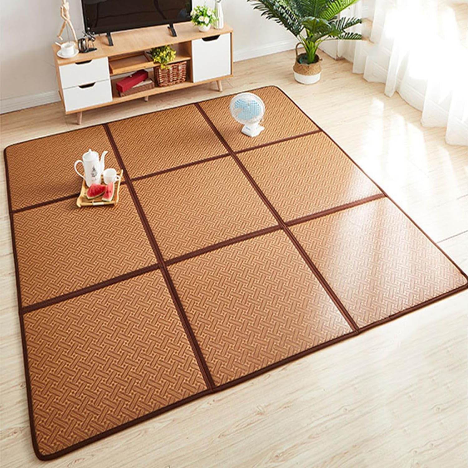 Matelas japonais en rotin 60x120 cm antidérapant et respirant pour le sol